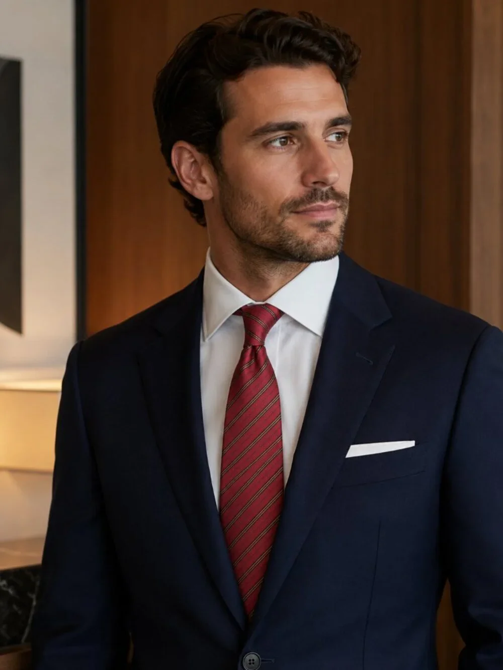 Burberry Men's Unique Color Toning Red Striped Necktie